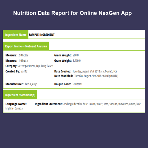 nutrition data report